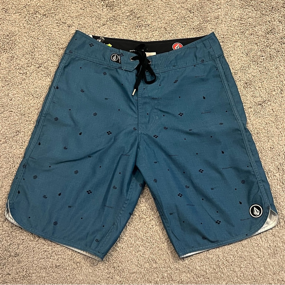 Volcom Teal Patterned Board Shorts